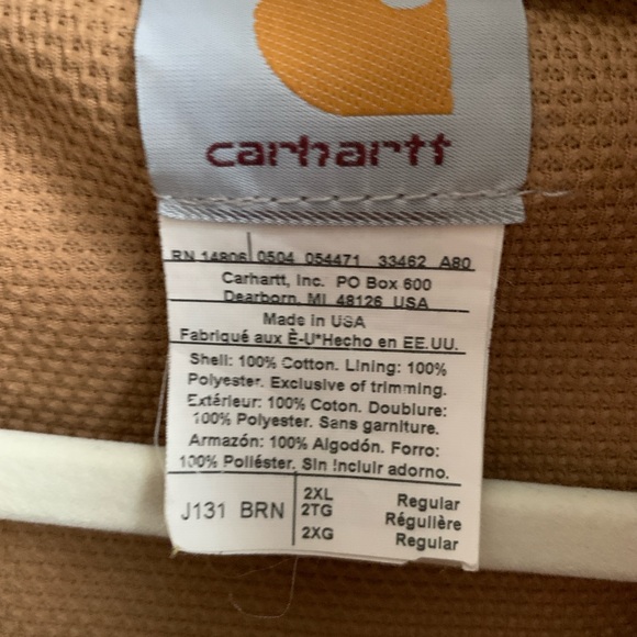Carhartt J131 Tan Hooded Coat 2XL - Picture 3 of 7